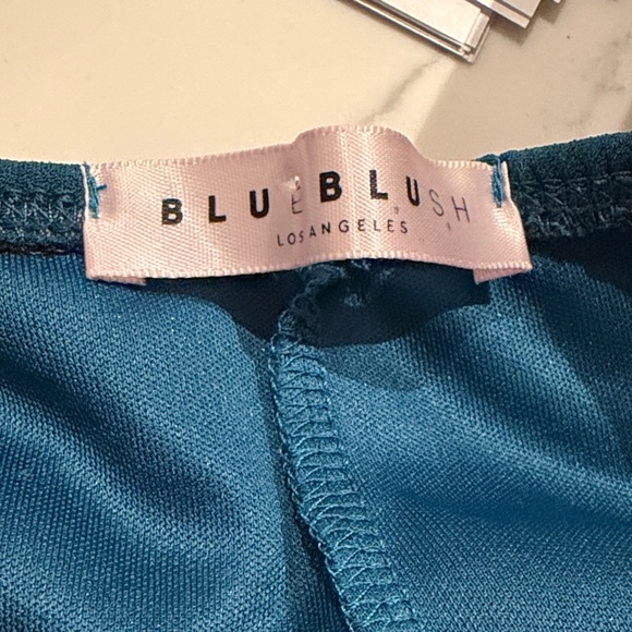 Blue Blush - Elegant Teal Halter Dress - Picture 2 of 2